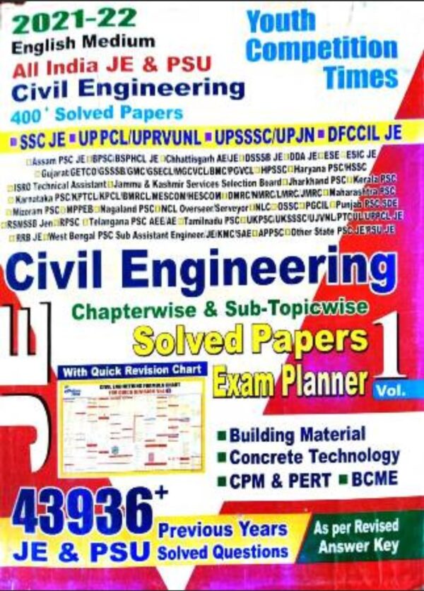 2025 Civil Engineering  Chapterwise Solved Papers Book Vol.-1 By Youth Competition Times